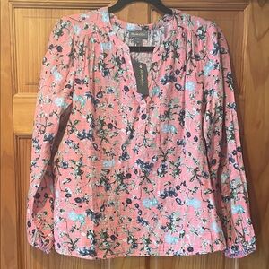 Style & Co. Women's Pink Floral Long-Sleeve Blouse